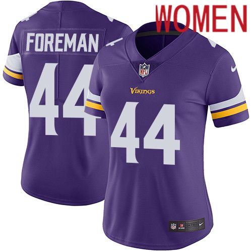 Women Minnesota Vikings 44 Chuck Foreman Nike Purple Vapor Limited NFL Jersey